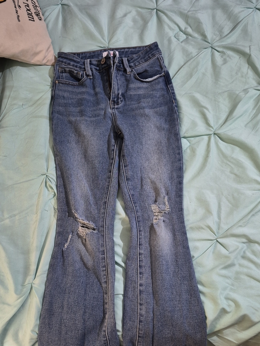 YMI Distressed Medium Blue Flare Jeans